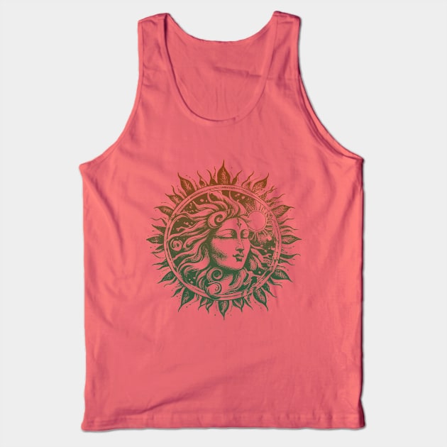 Sun Face Mandala-Style Fantasy Nature Earth Mother for Women Tank Top by Pine Hill Goods